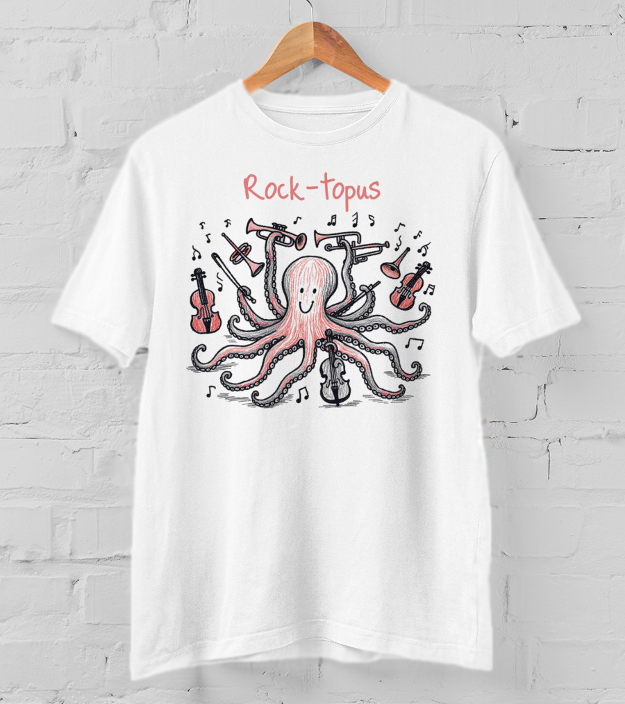 Rock-Topus Musical Octopus With Instruments And Notes T-Shirt