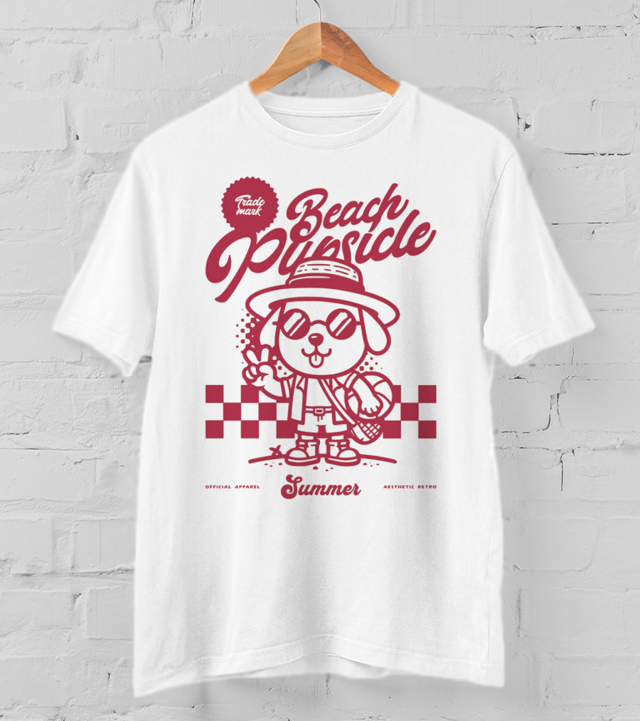 Trademark Beach Pupsicle Summer Aesthetic Retro T-Shirt