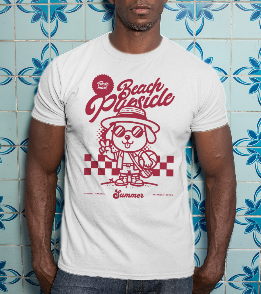 Trademark Beach Pupsicle Summer Aesthetic Retro T-Shirt