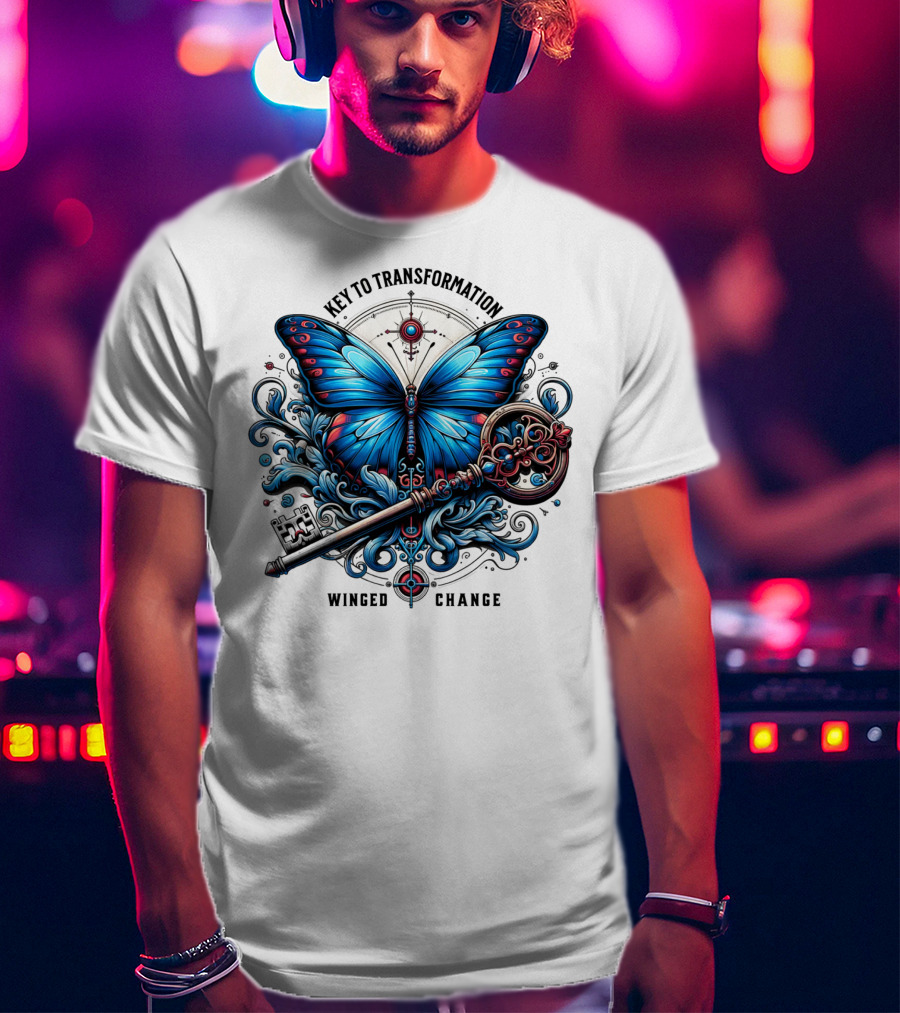 Key To Transformation Winged Change Butterfly And Key T-Shirt