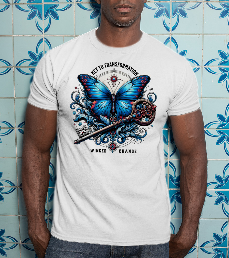 Key To Transformation Winged Change Butterfly And Key T-Shirt