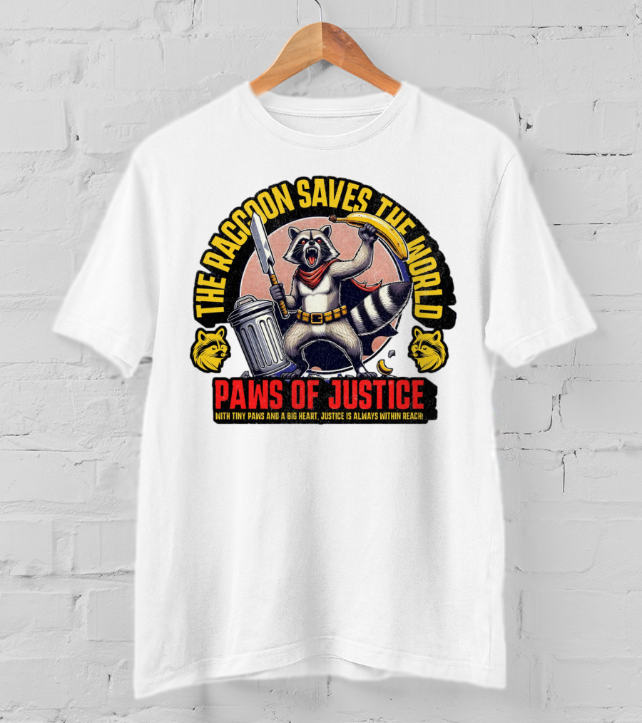The Raccoon Saves The World Paws Of Justice Hero With Tiny Paws And A Big Heart T-Shirt