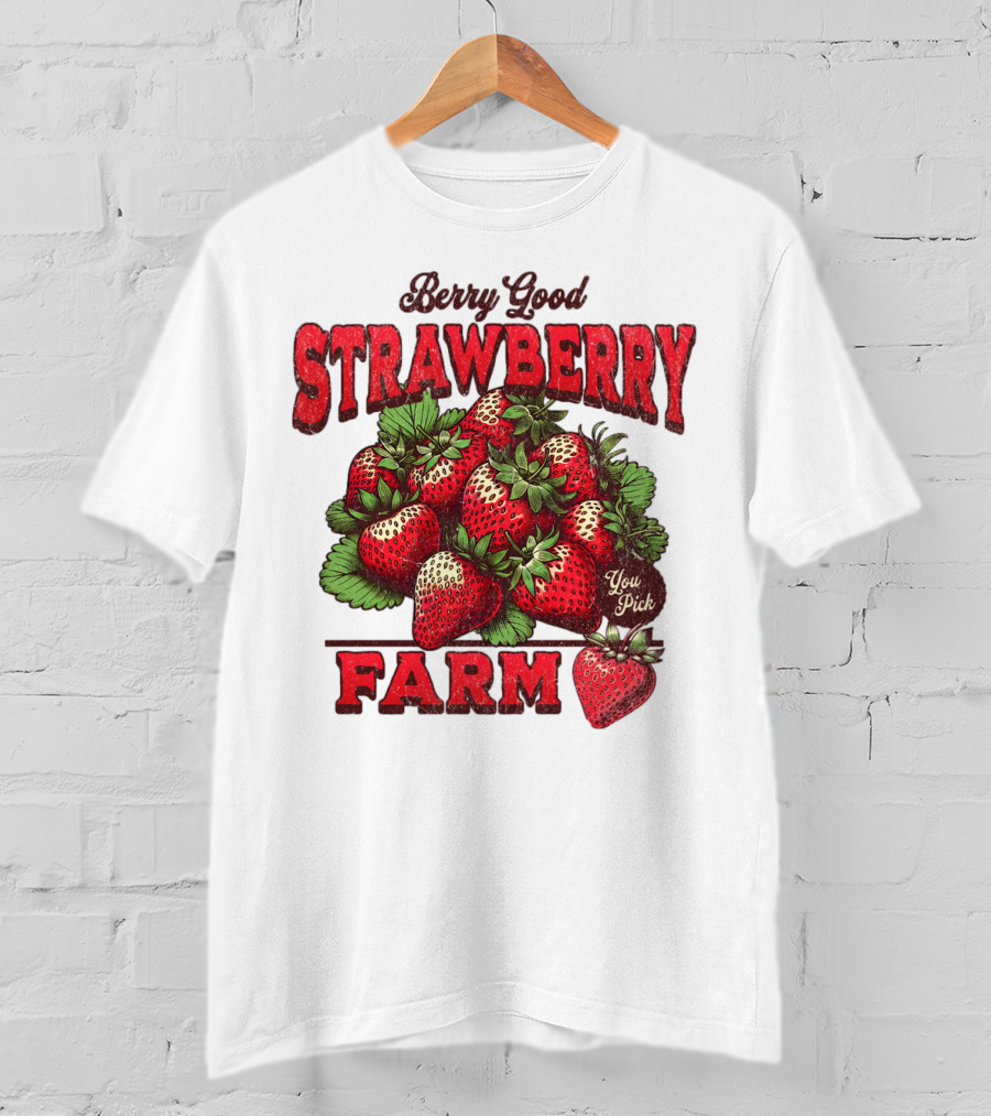 Berry Good Strawberry Farm You Pick Produce Vintage T-Shirt