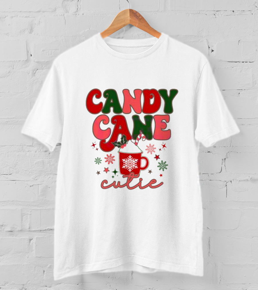 Candy Cane Cutie Mug Cocoa Holiday Oatmeal Natural T-Shirt