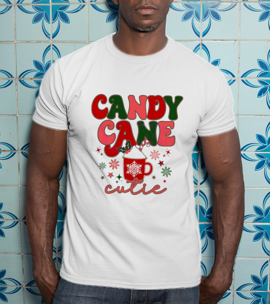 Candy Cane Cutie Mug Cocoa Holiday Oatmeal Natural T-Shirt