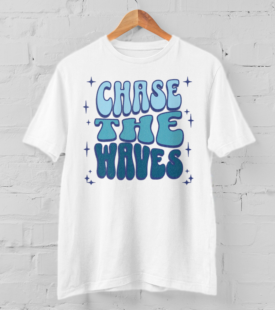 Chase The Waves Retro Font Star Accents T-Shirt