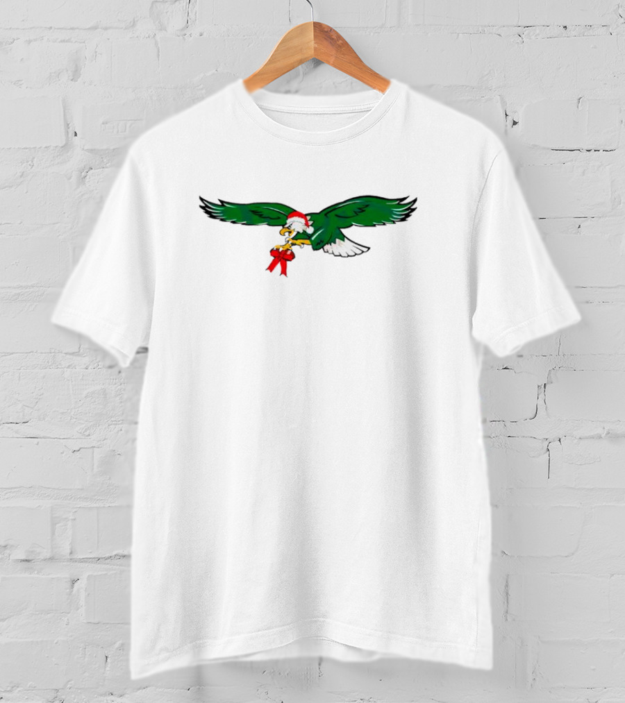 Eagles Football Santa Hat Holiday T-Shirt