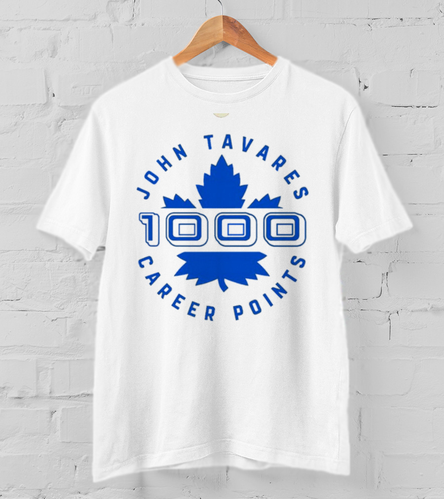 John Tavares 1000 Career Points Maple Leaf Achievement T-Shirt
