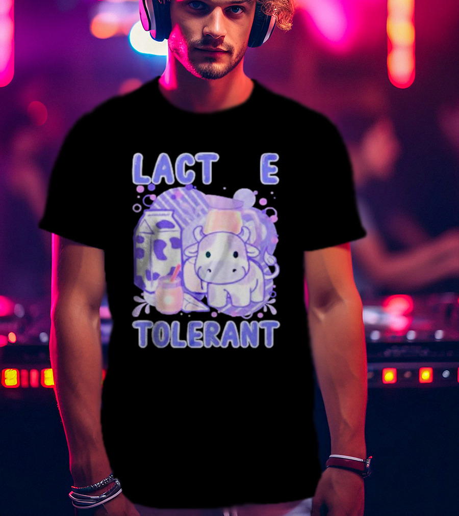Lactose Intolerant Funny Milk Cow Cartoon T-Shirt