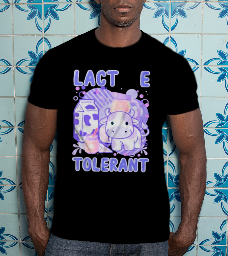 Lactose Intolerant Funny Milk Cow Cartoon T-Shirt