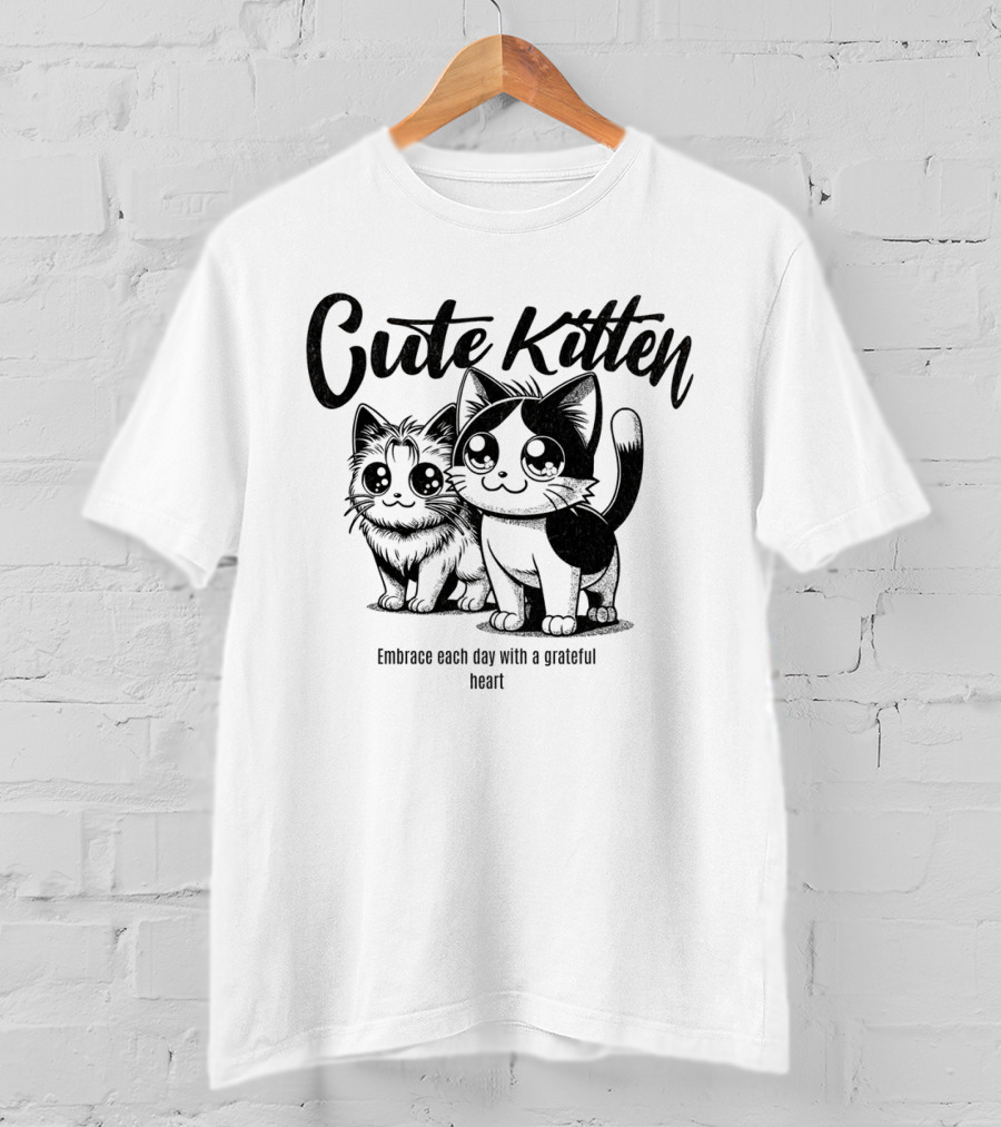 Cute Kitten Embrace Each Day With A Grateful Heart T-Shirt