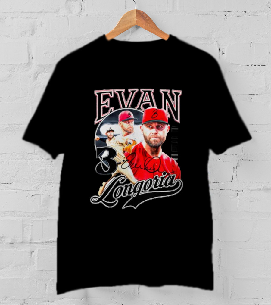 Evan Longoria 3 Arizona Diamondbacks Signature Baseball T-Shirt