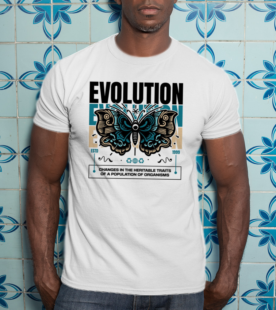Evolution Butterfly Changes In Heritable Traits ESTD 1999 T-Shirt