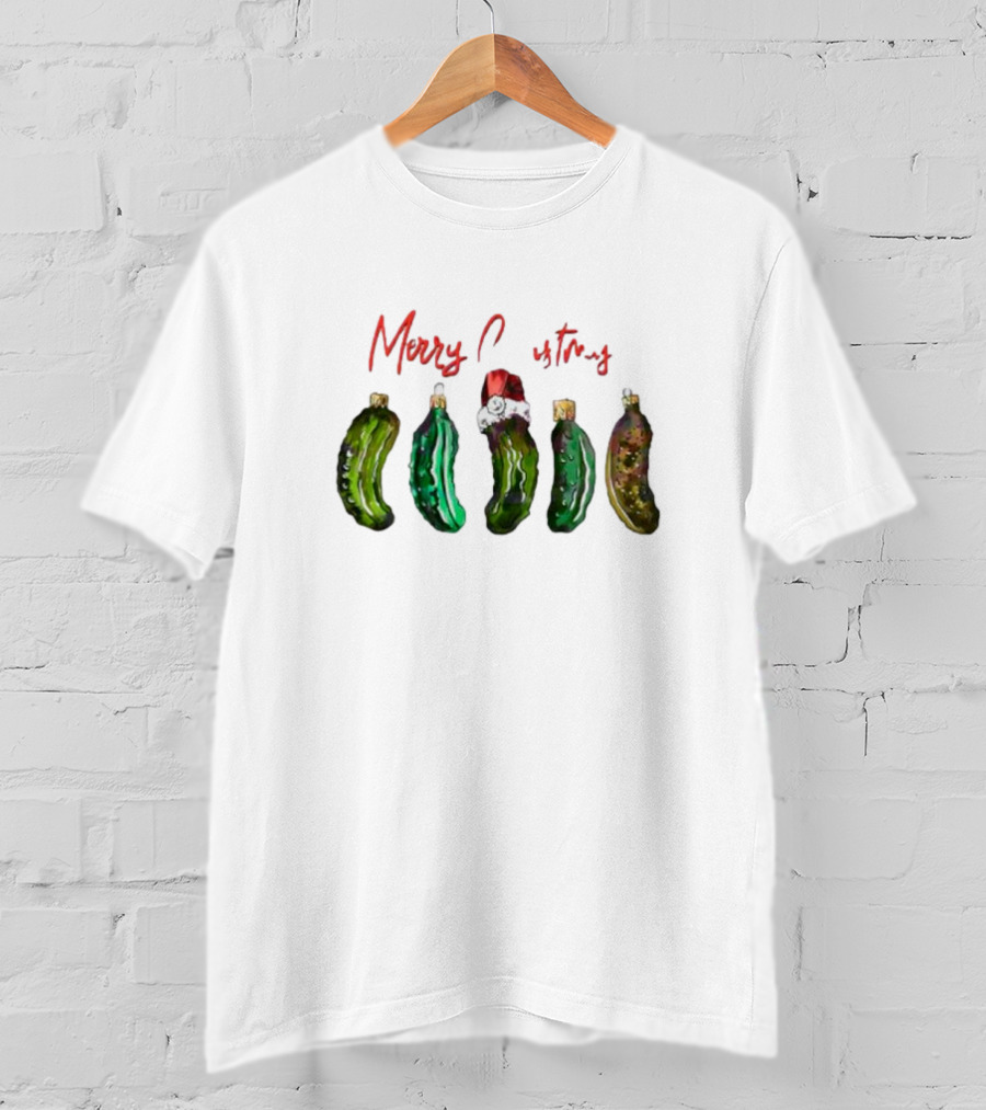 Funny Pickles Merry Christmas Santa Hat Ornaments T-Shirt