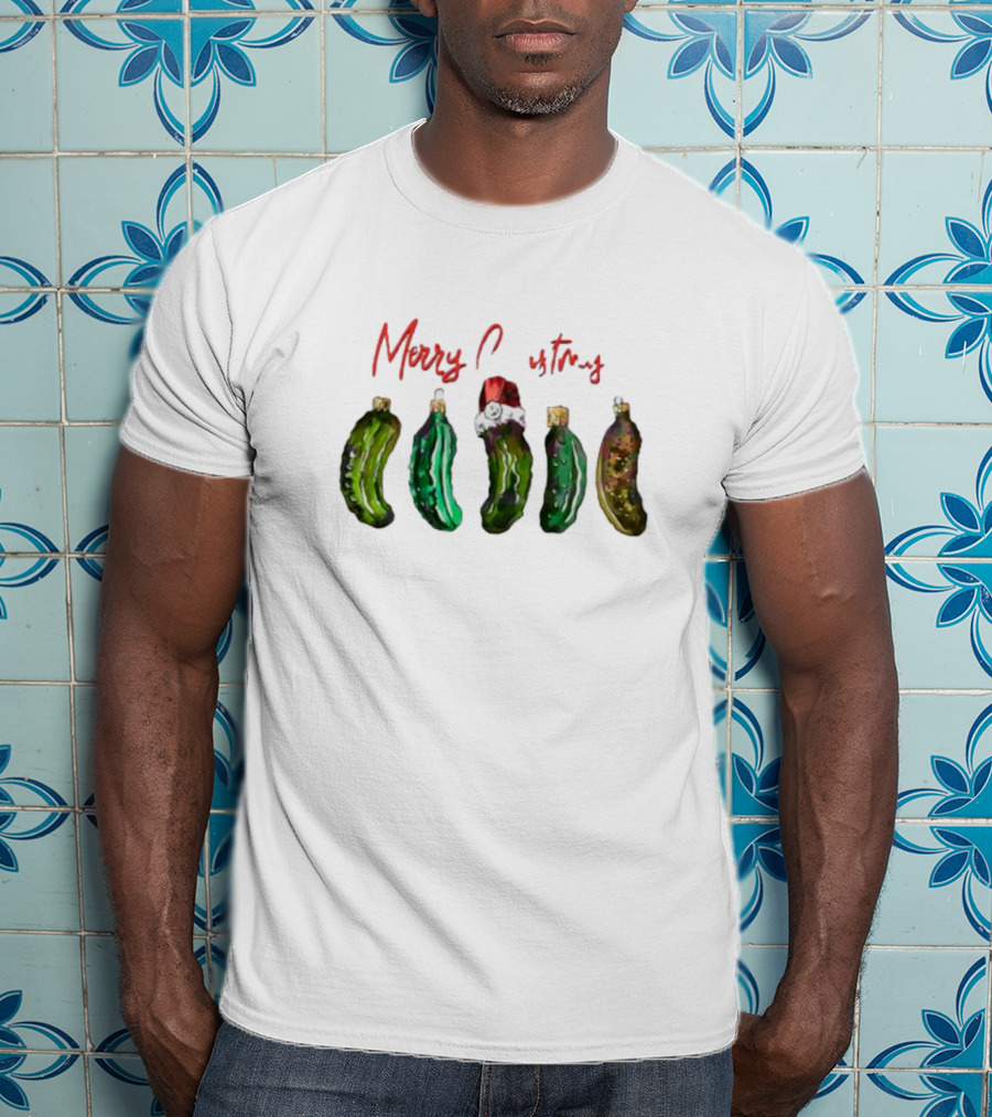 Funny Pickles Merry Christmas Santa Hat Ornaments T-Shirt