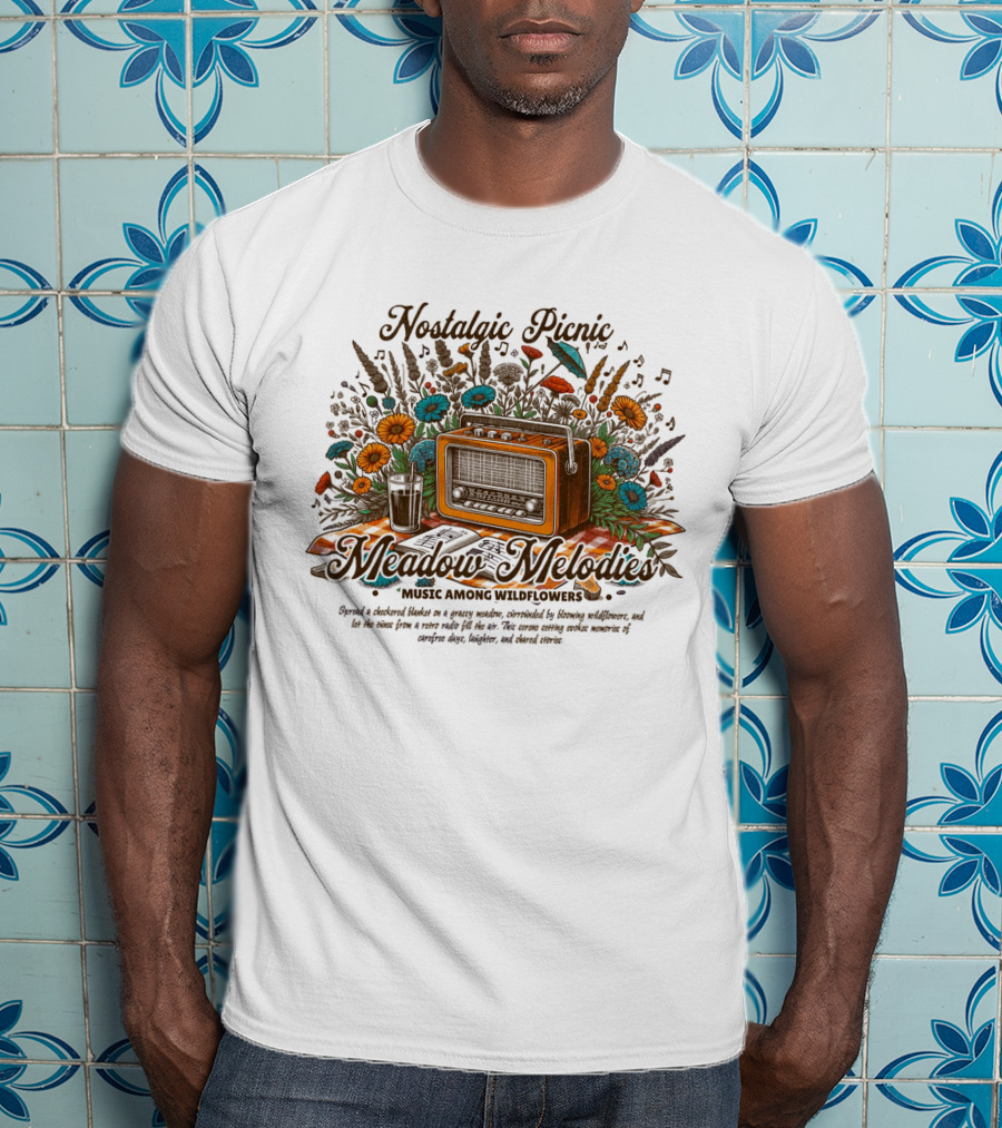 Nostalgic Picnic Meadow Melodies Music Among Wildflowers T-Shirt