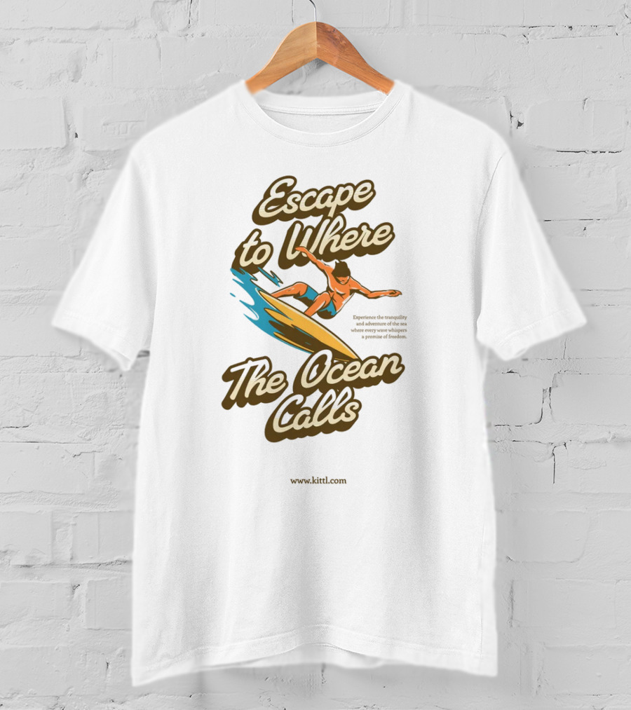 Escape To Where The Ocean Calls Surfer Retro Beach T-Shirt