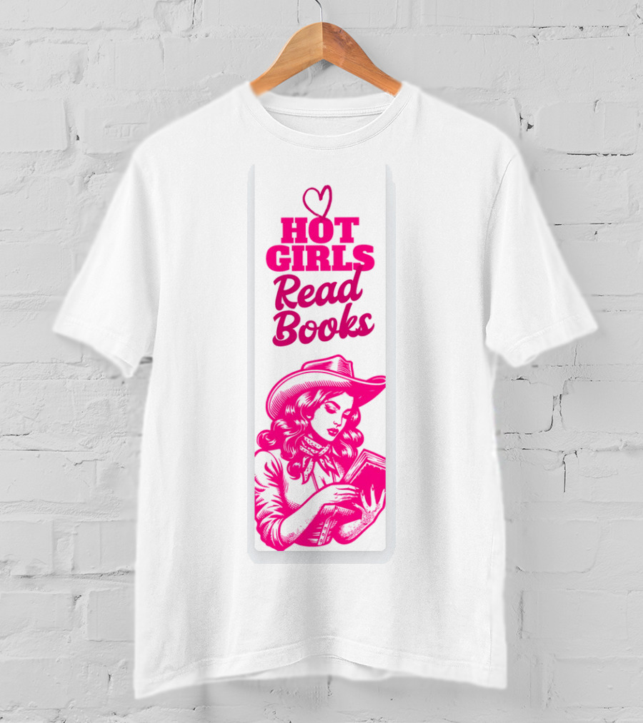Hot Girls Read Books Cool Vintage Bookmark T-Shirt
