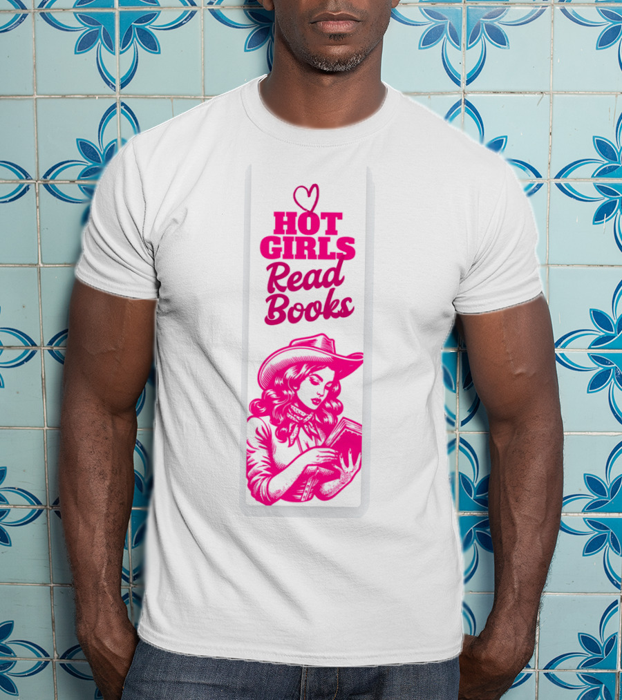 Hot Girls Read Books Cool Vintage Bookmark T-Shirt