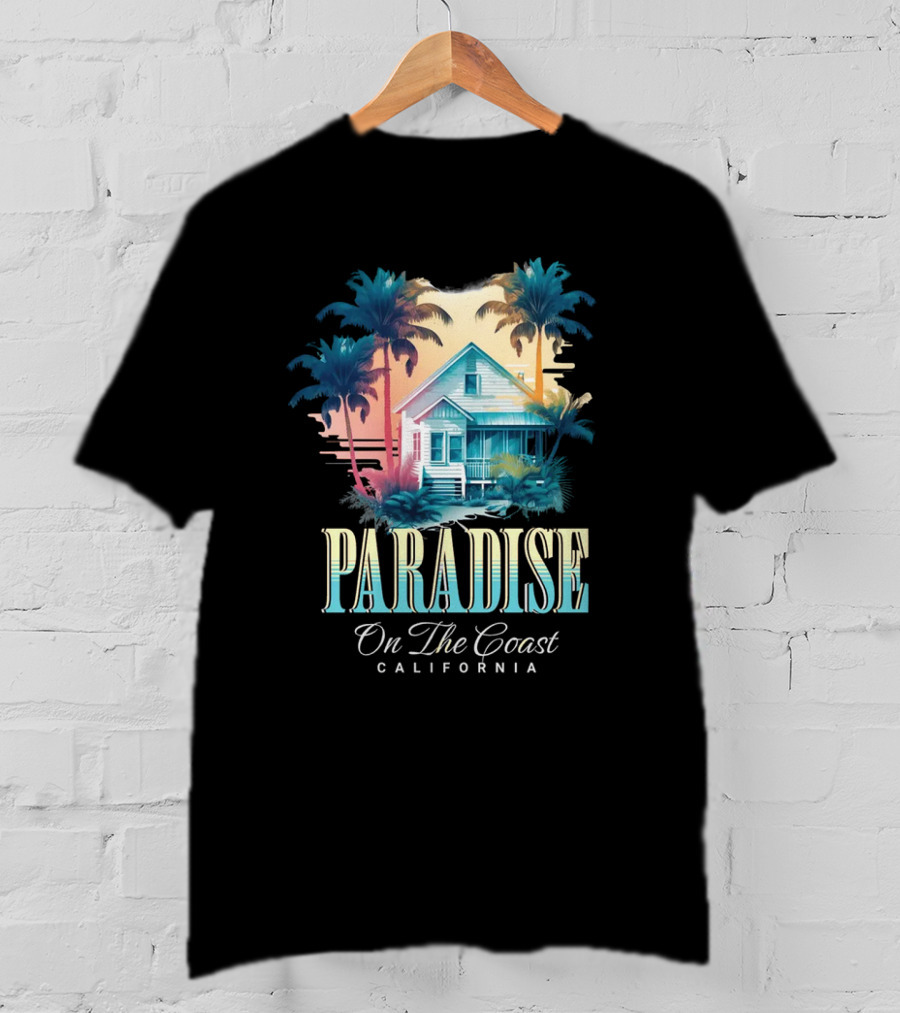 Paradise California Palm Trees Oceanfront Escape T-Shirt