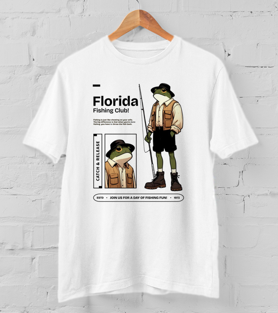 Florida Fishing Club Catch And Release Frog Adventure 1975 T-Shirt
