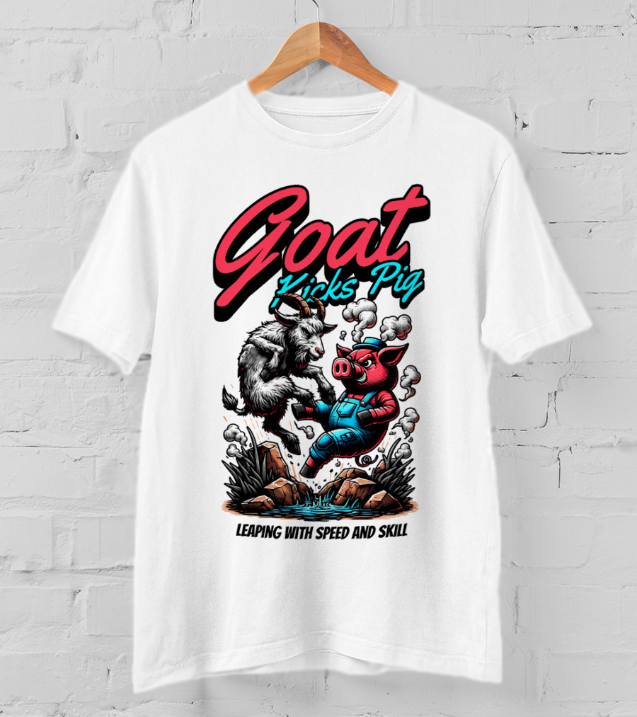 Goat Kicks Pig Leaping With Speed And Skill T-Shirt