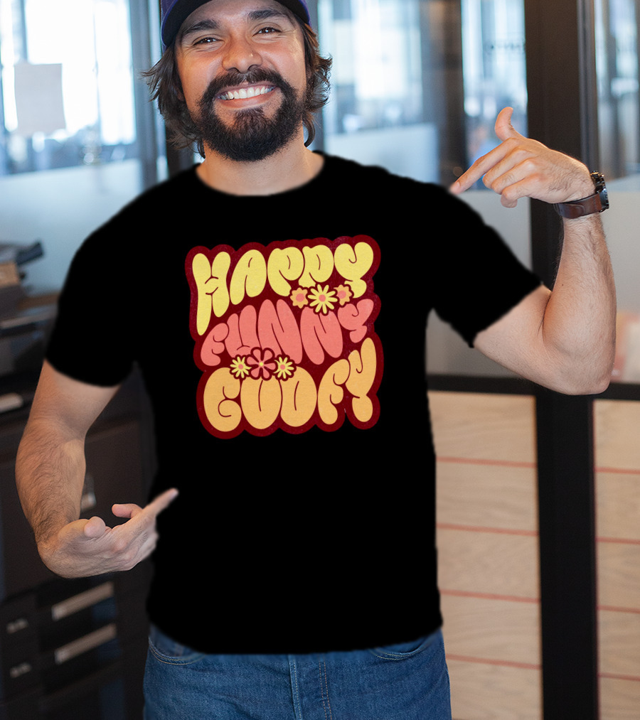 Happy Funny Goofy Retro Flower Power T-Shirt