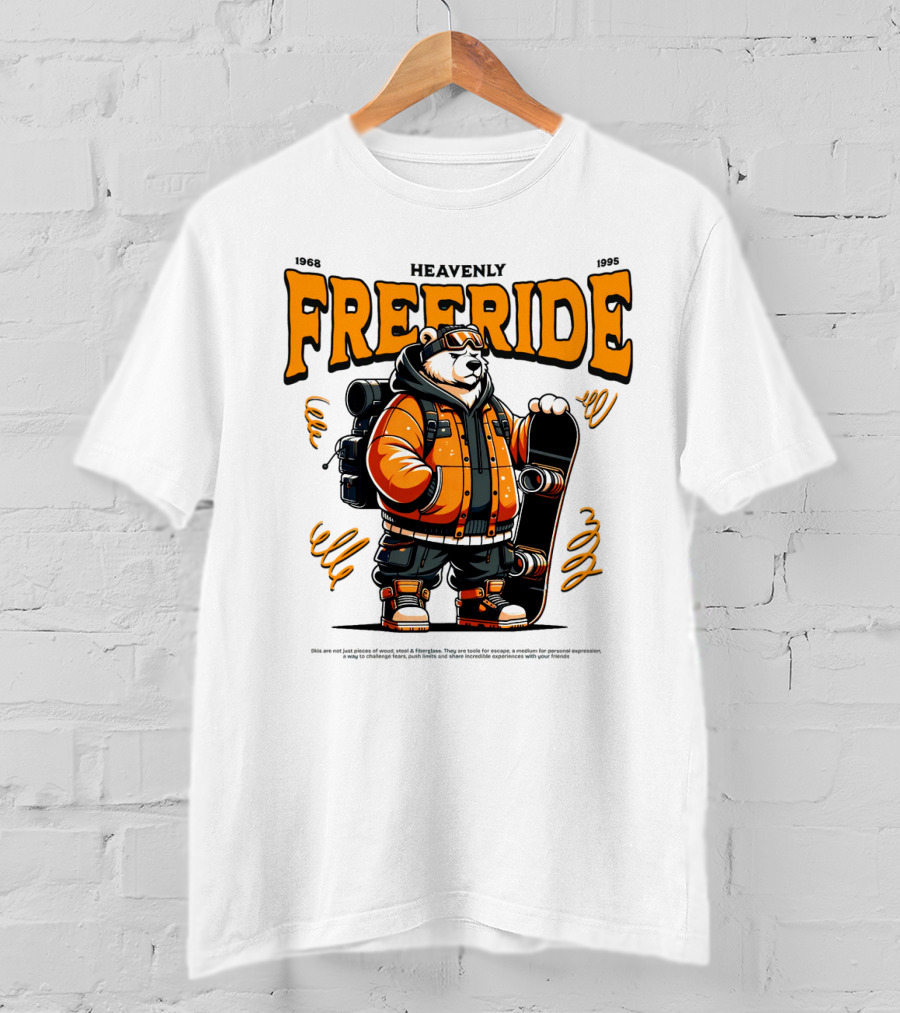 HEAVENLY FREERIDE Polar Bear Snowboard 1968 1995 T-Shirt
