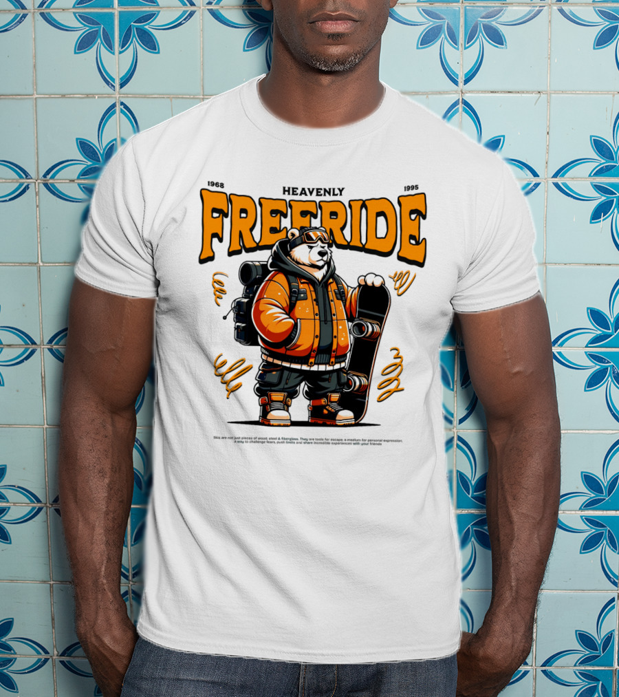 HEAVENLY FREERIDE Polar Bear Snowboard 1968 1995 T-Shirt