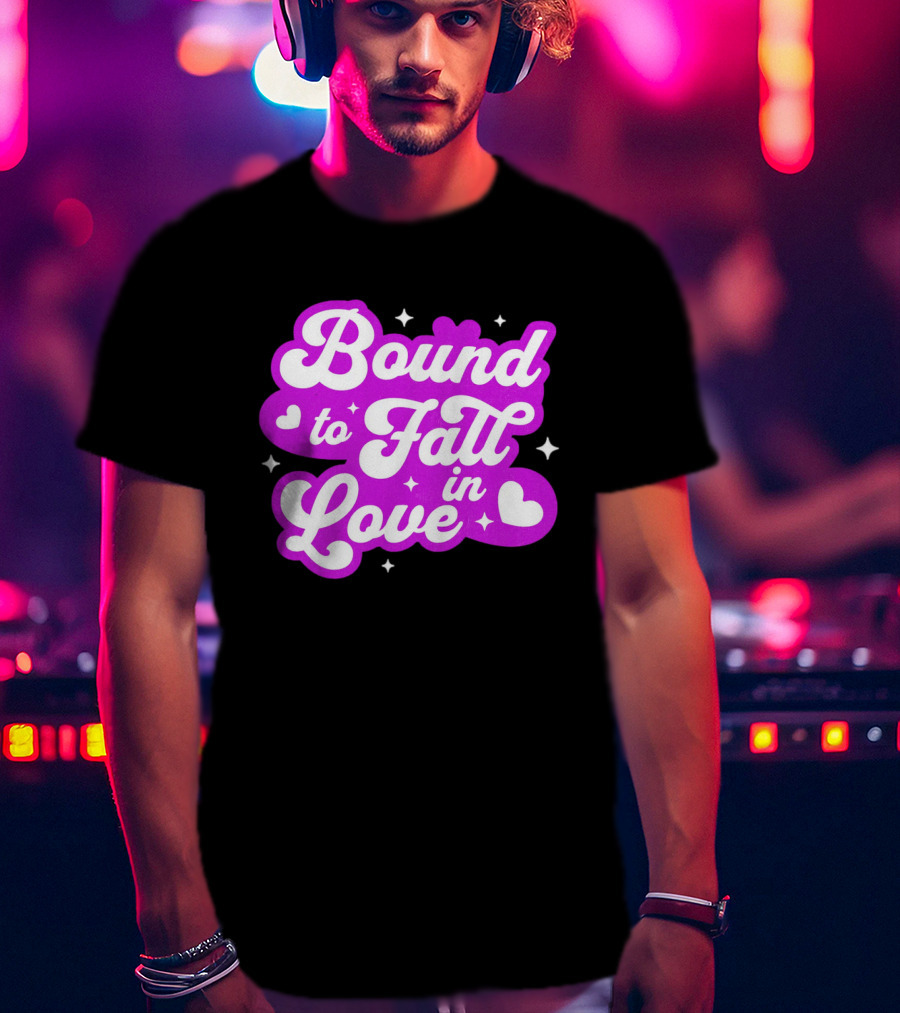 Bound To Fall In Love Purple Heart Stars T-Shirt