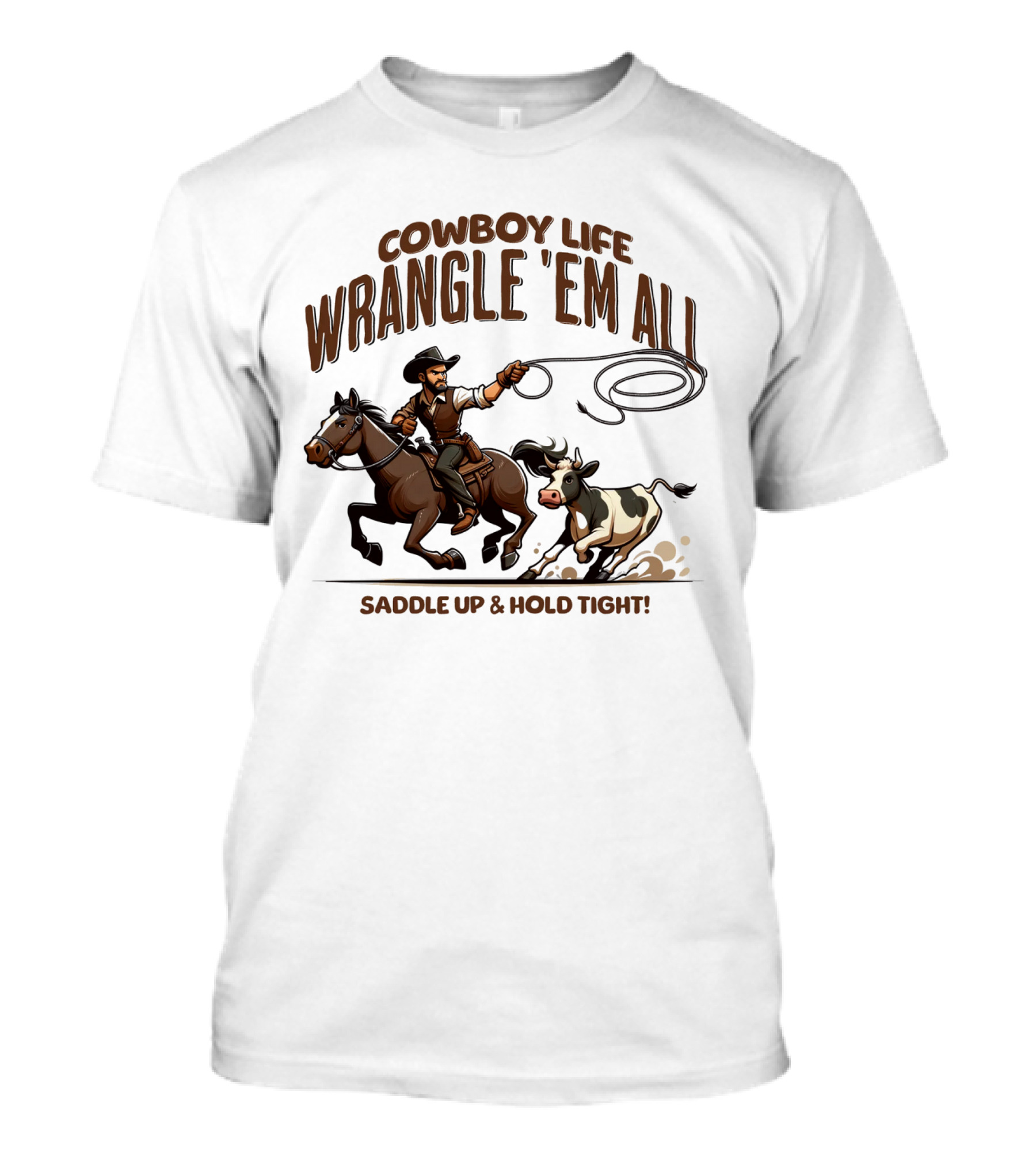 Cowboy Life Wrangle 'Em All Saddle Up And Hold Tight T-Shirt
