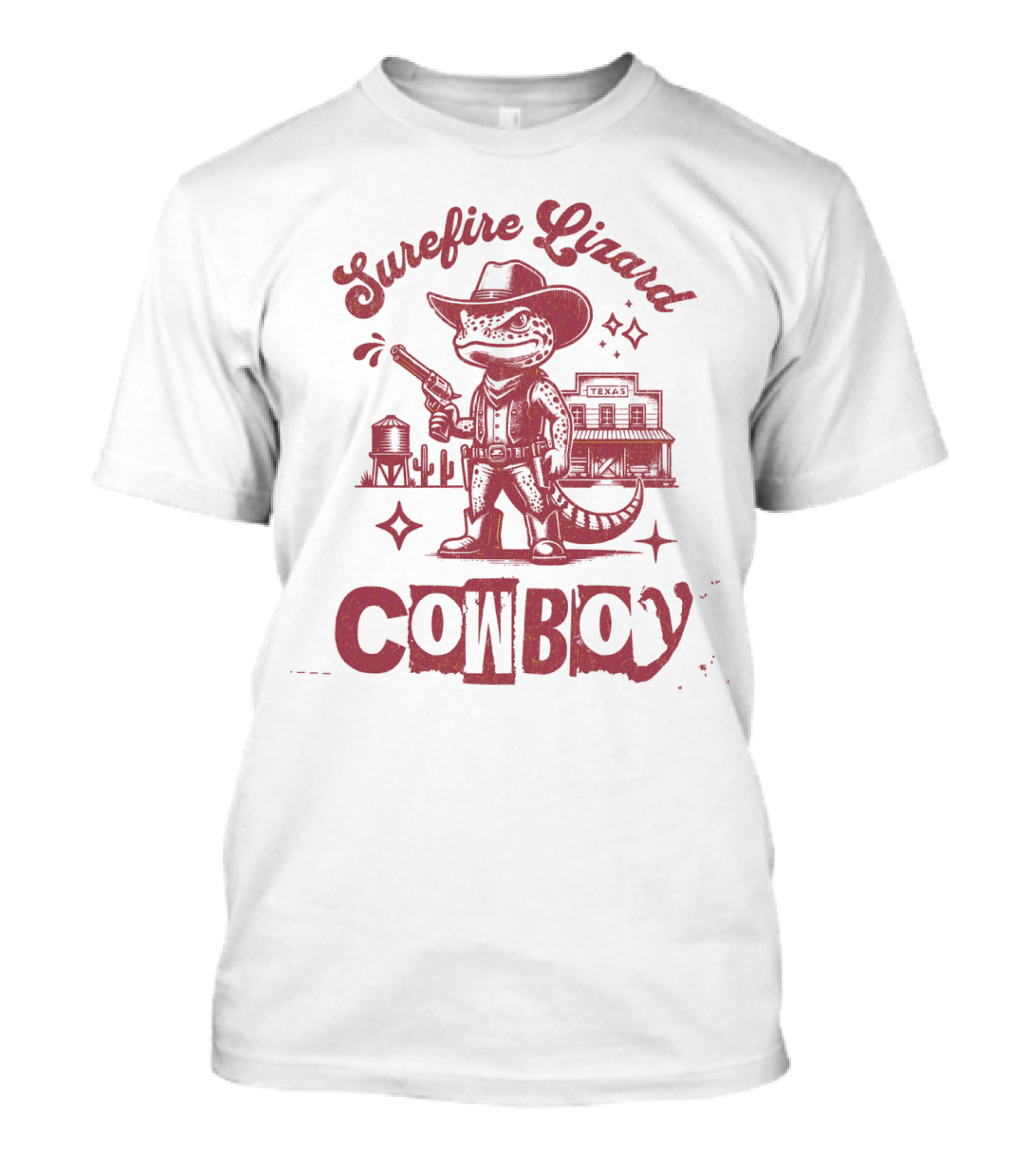 Surefire Lizard Cowboy TexasWestern Scene T-Shirt