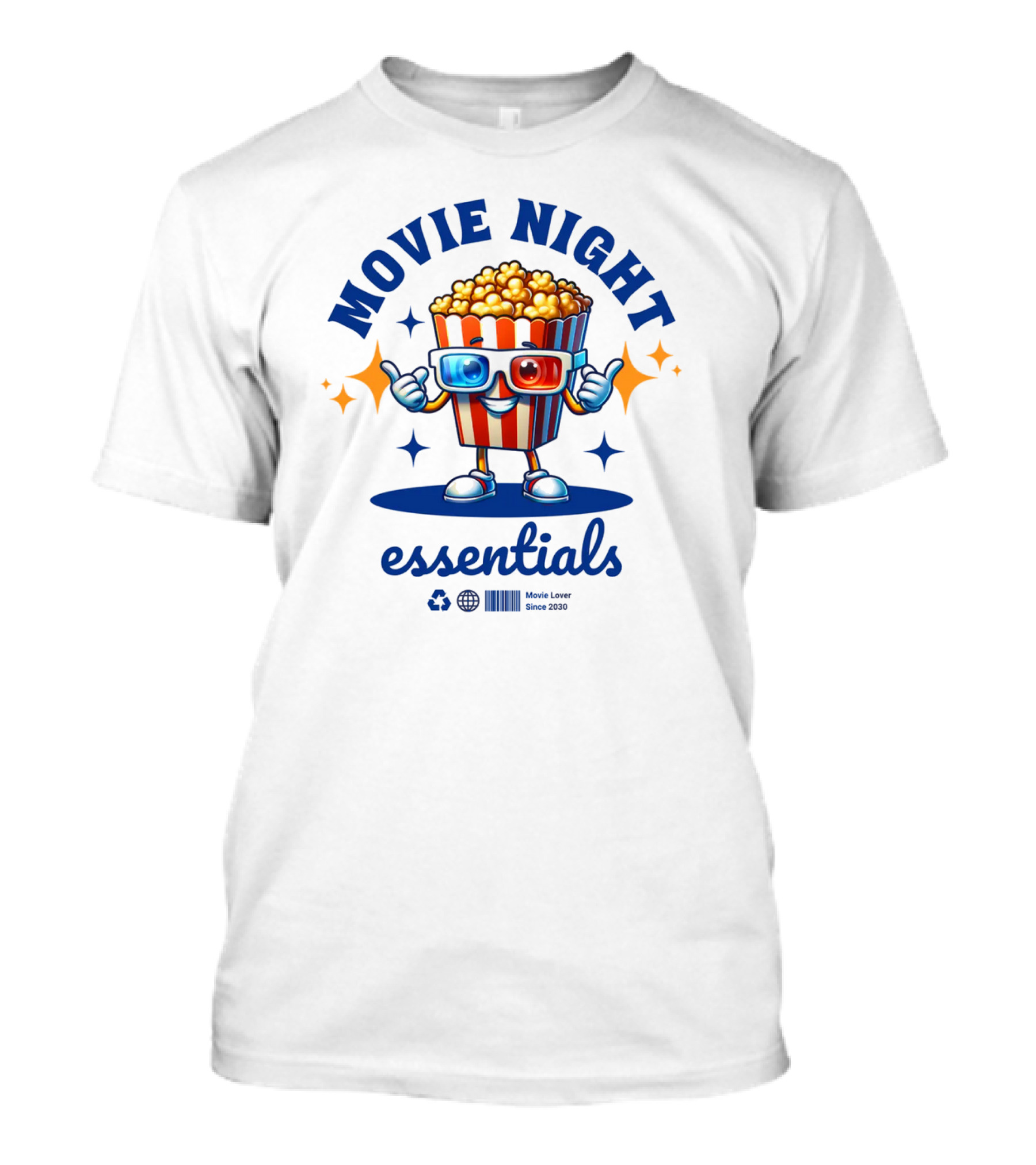 Movie Night Essentials Popcorn Movie Lover Cute Cinema T-Shirt