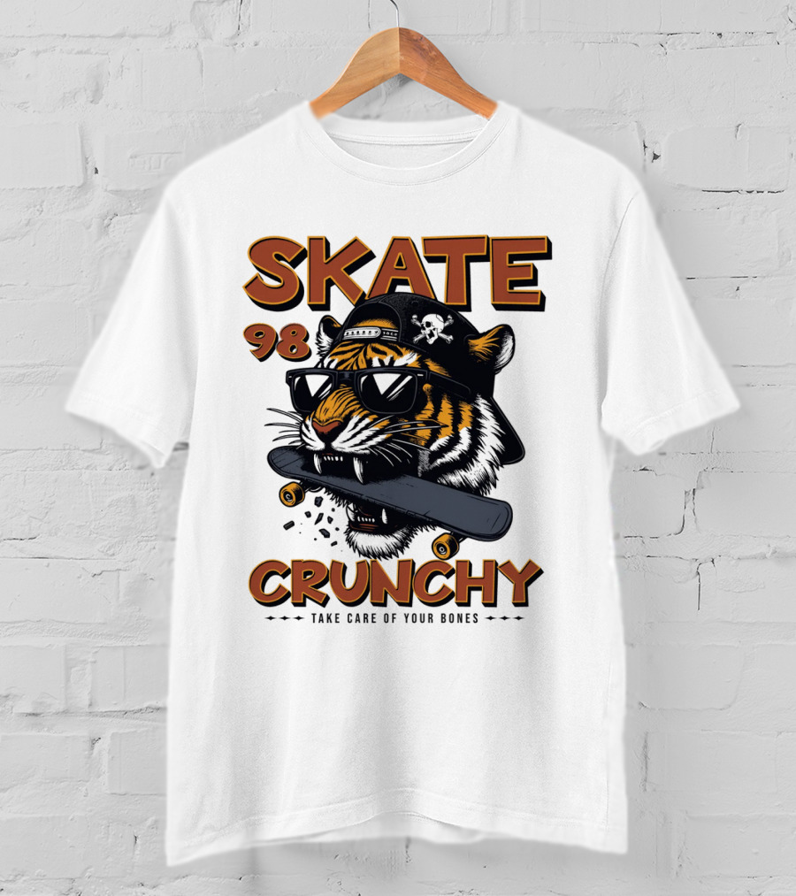 SKATE 98 CRUNCHY Tiger Take Care Of Your Bones T-Shirt