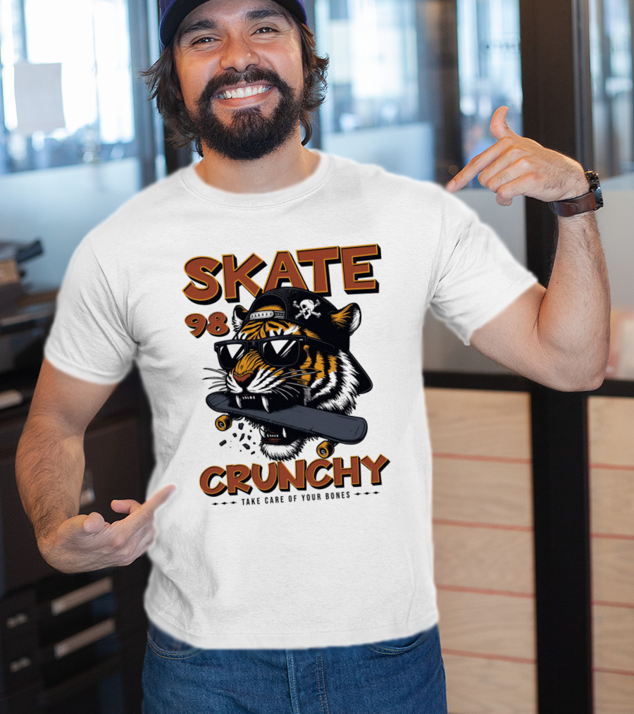 SKATE 98 CRUNCHY Tiger Take Care Of Your Bones T-Shirt