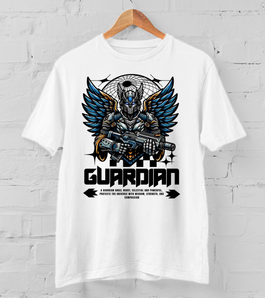 Guardian Angel Robot Celestial And Powerful Protects The Universe With Wisdom Strength And Compassion T-Shirt