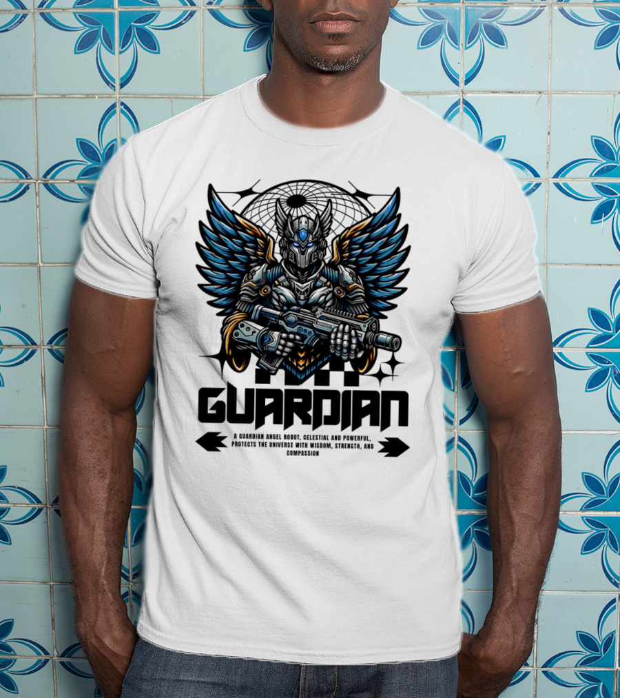 Guardian Angel Robot Celestial And Powerful Protects The Universe With Wisdom Strength And Compassion T-Shirt
