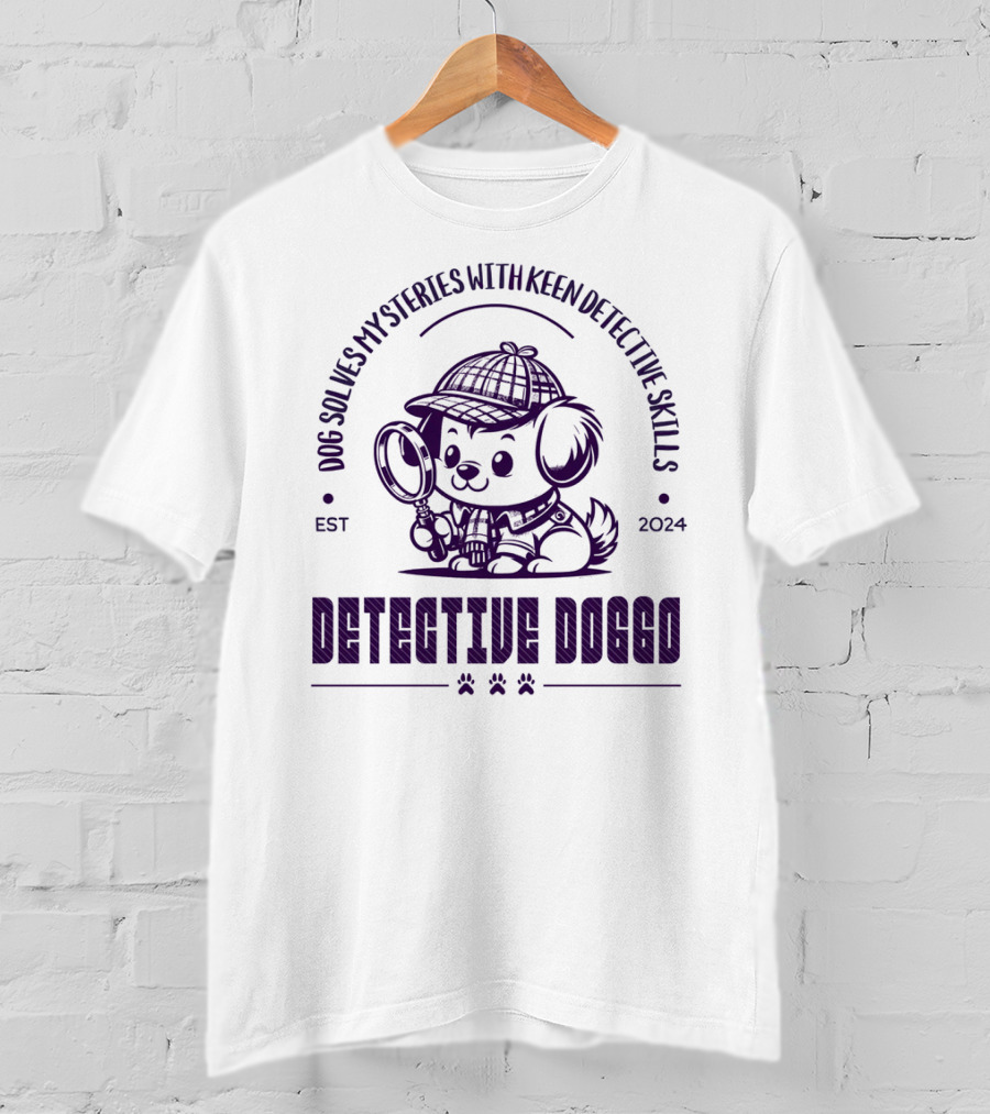 Detective Doggo Dog Solves Mysteries With Keen Detective Skills Est T-Shirt