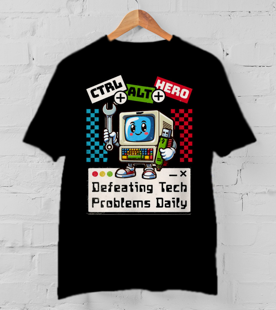CTRL ALT HERO Retro Computer Defeating Tech Problems Daily T-Shirt