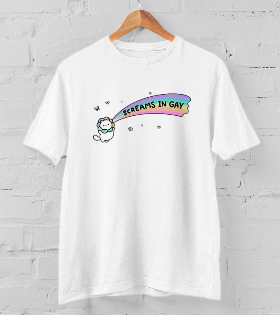 Cat Screams In Gay Rainbow Aesthetic T-Shirt