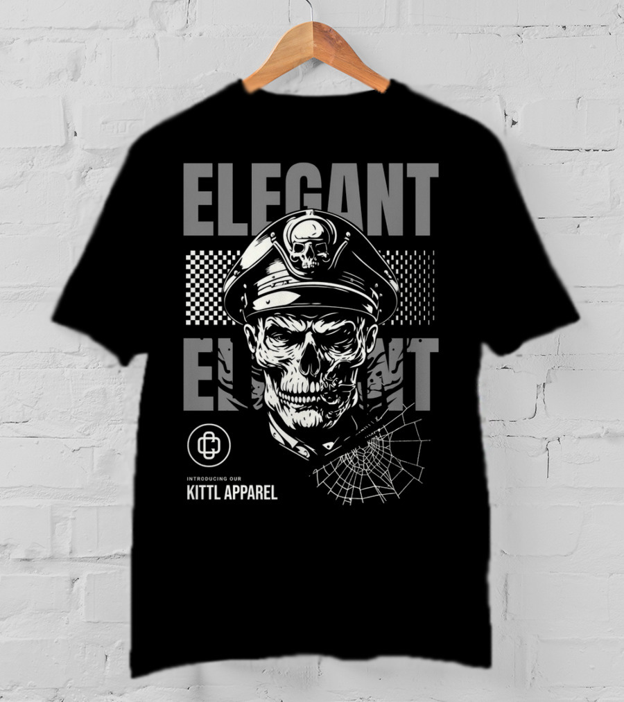 Elegant Captain Skull Kittl T-Shirt