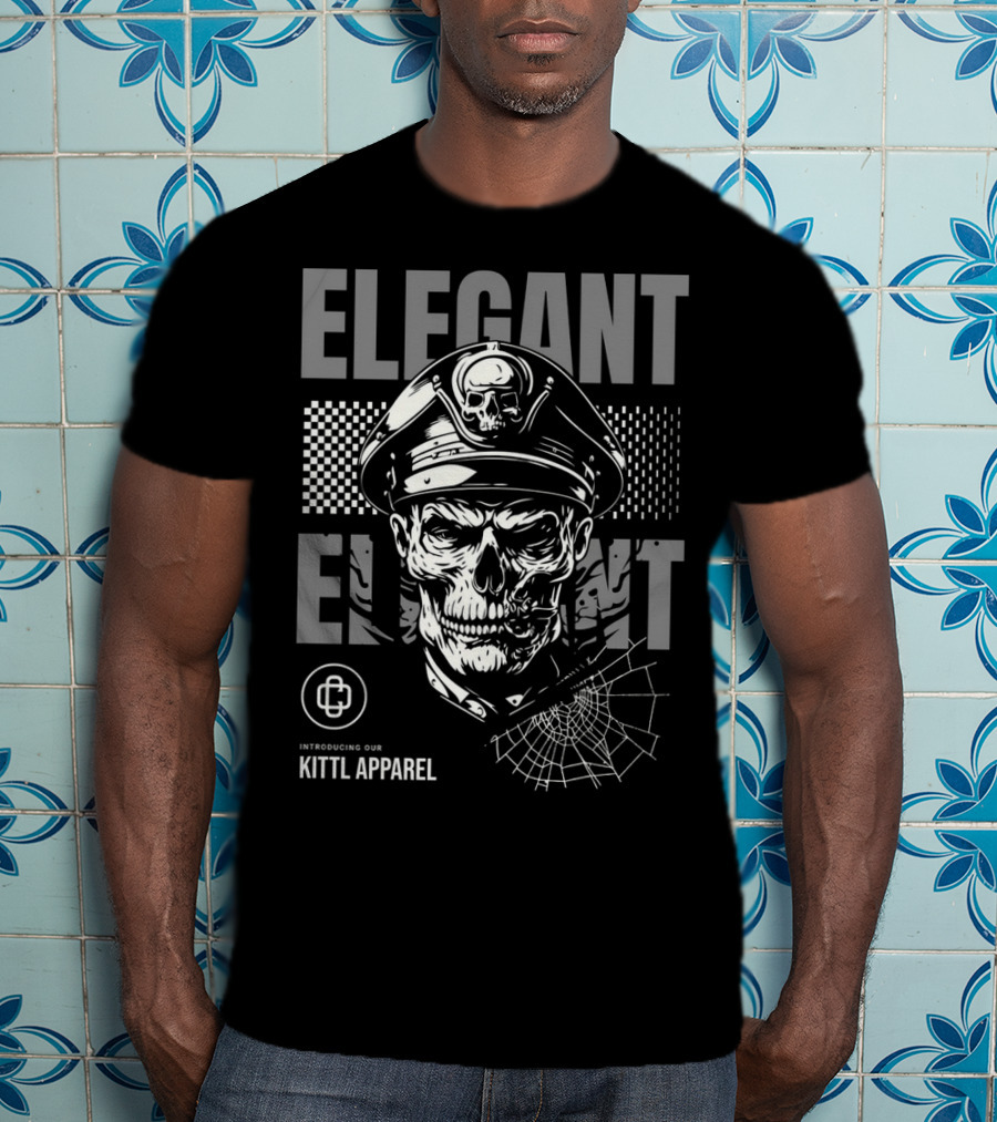 Elegant Captain Skull Kittl T-Shirt