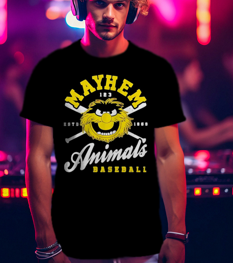 Mayhem 123 ESTD 1969 Animals Baseball T-Shirt