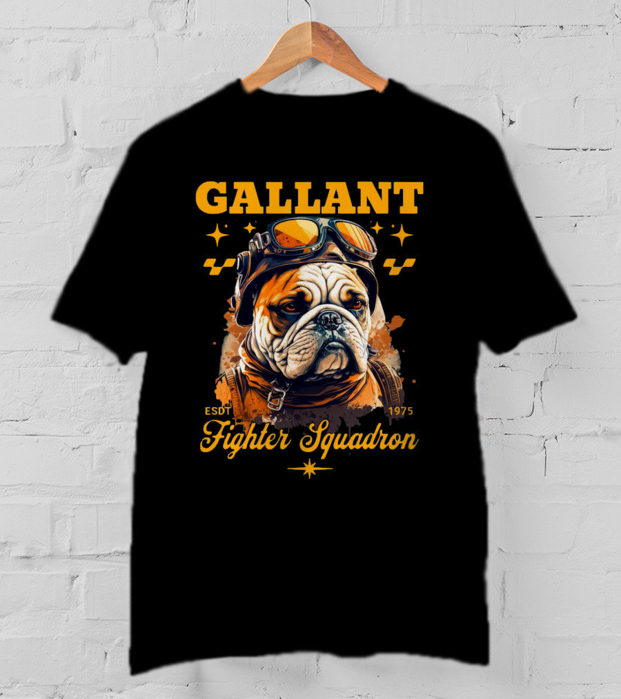 Gallant Bulldog Fighter Squadron 1975 Vintage Pilot Theme ESDT T-Shirt