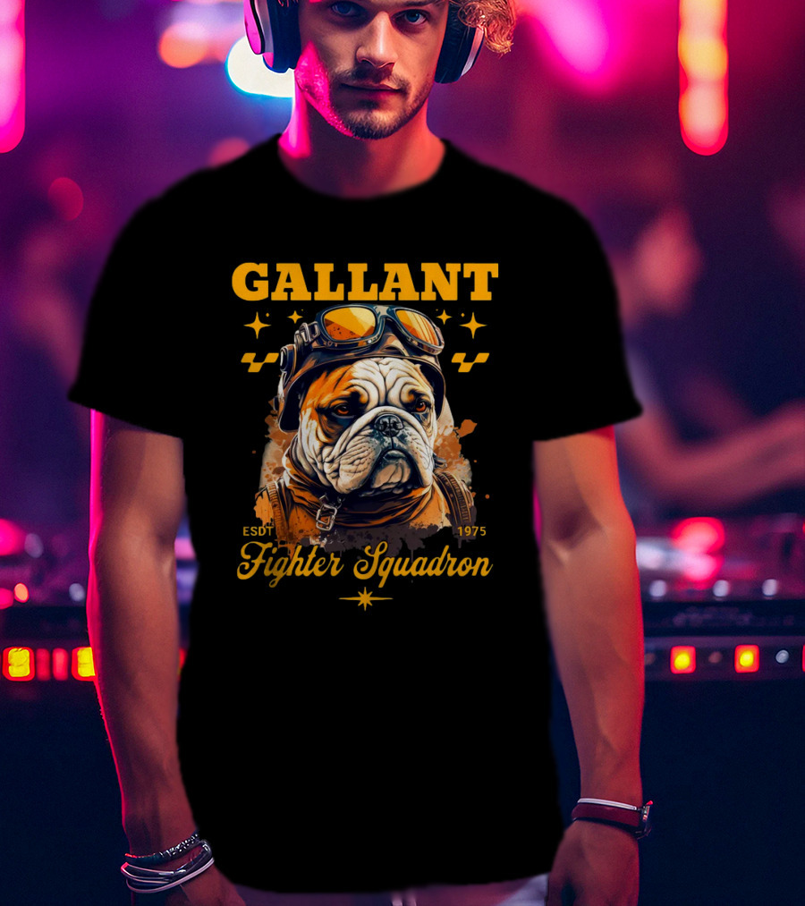Gallant Bulldog Fighter Squadron 1975 Vintage Pilot Theme ESDT T-Shirt
