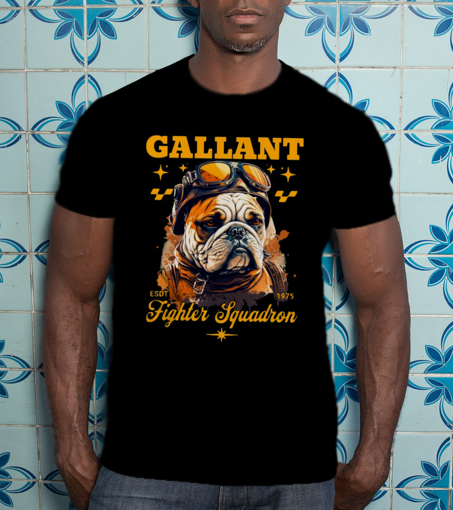 Gallant Bulldog Fighter Squadron 1975 Vintage Pilot Theme ESDT T-Shirt