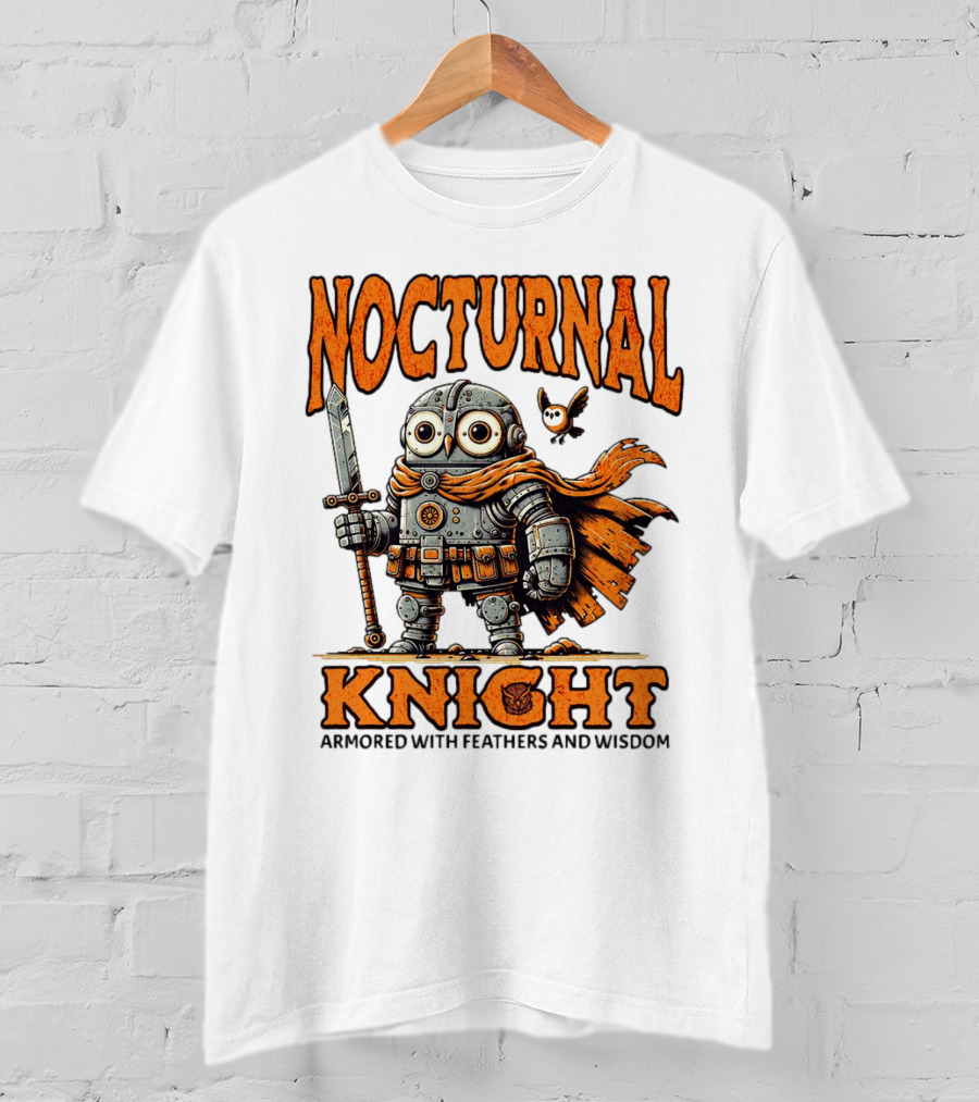Nocturnal Knight Armored With Feathers And Wisdom Owl T-Shirt
