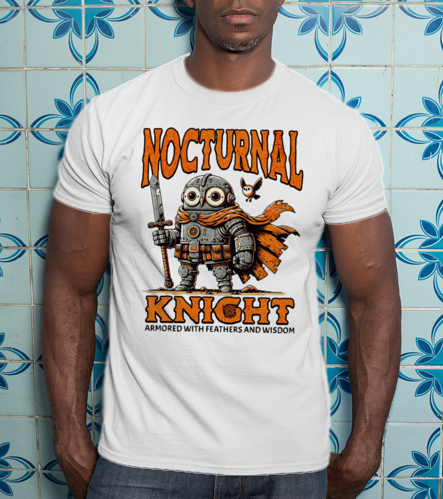 Nocturnal Knight Armored With Feathers And Wisdom Owl T-Shirt