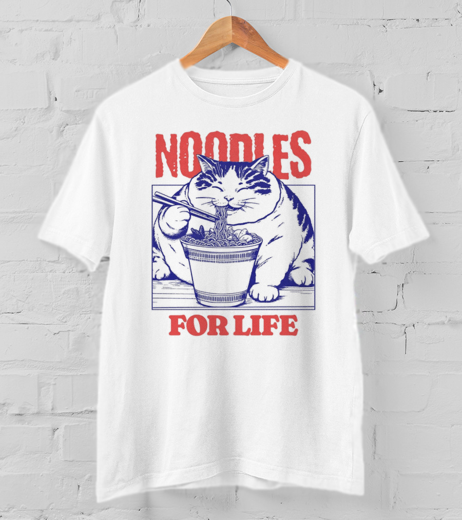 Noodles For Life Cat Eating Ramen T-Shirt