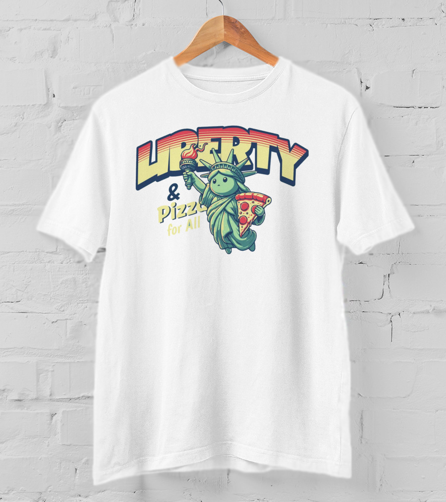 LIBERTY And Pizza For All Statue Holding Slice T-Shirt
